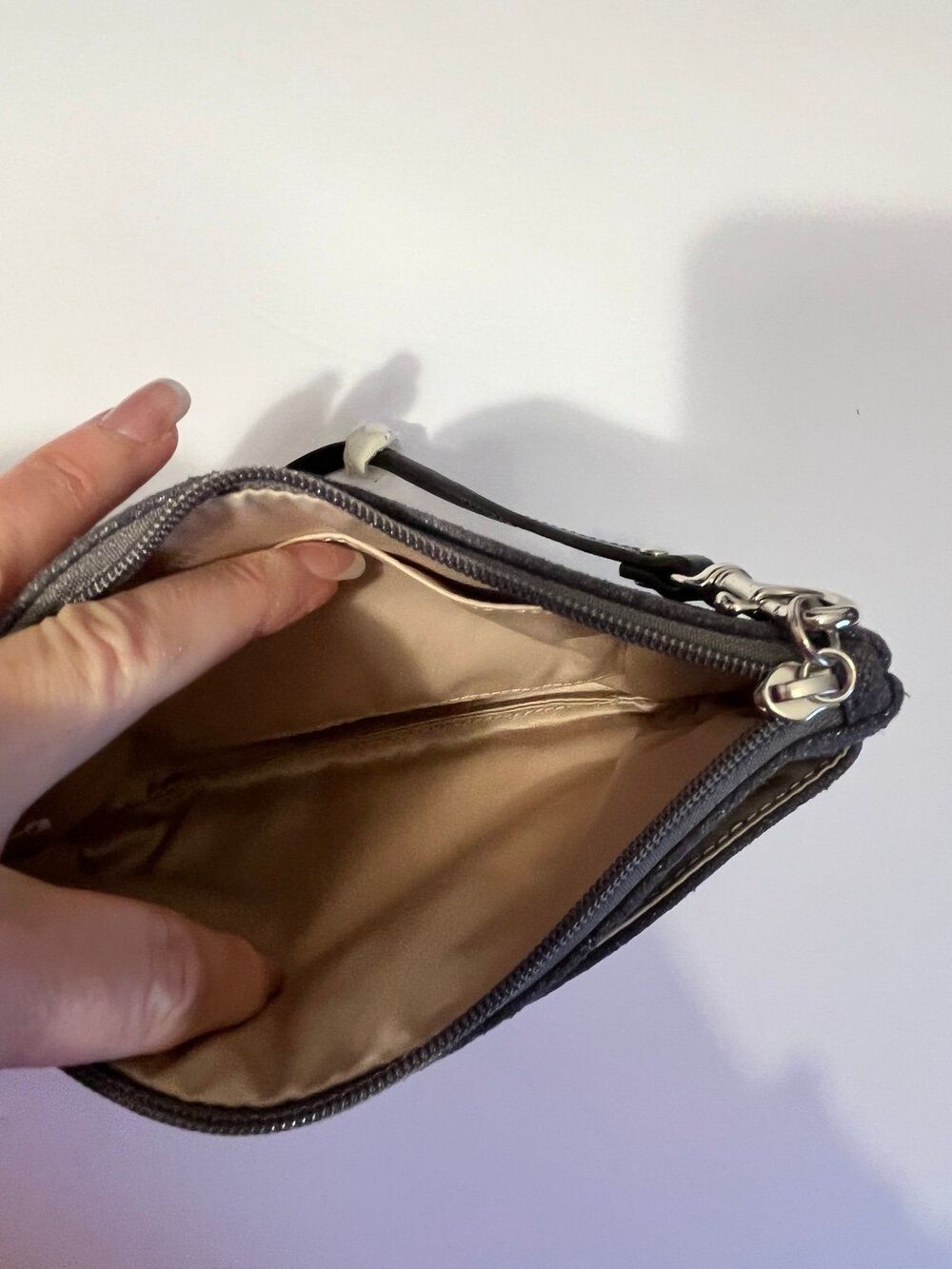Coach Wristlet NWT Navy/Charcoal Metallic Turn Lock Closure - Picture 4 of 6